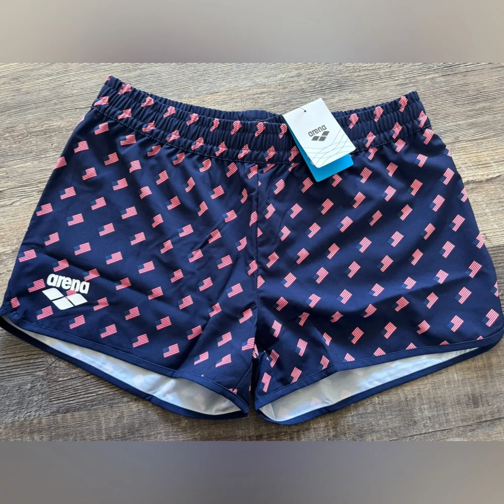 ARENA Women's Standard USA Swimming National Team Flag swim Shorts‎ Medium